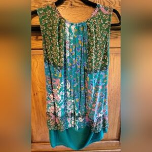 Teal Floral Tank Top